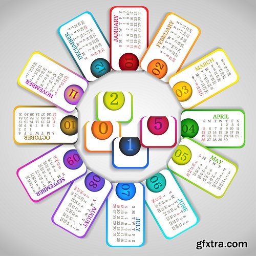 Calendar 2015 #2 - Vector Collection, 25xEPS
