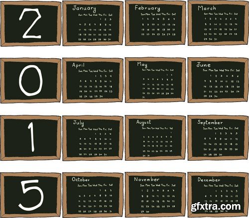 Calendar 2015 #2 - Vector Collection, 25xEPS