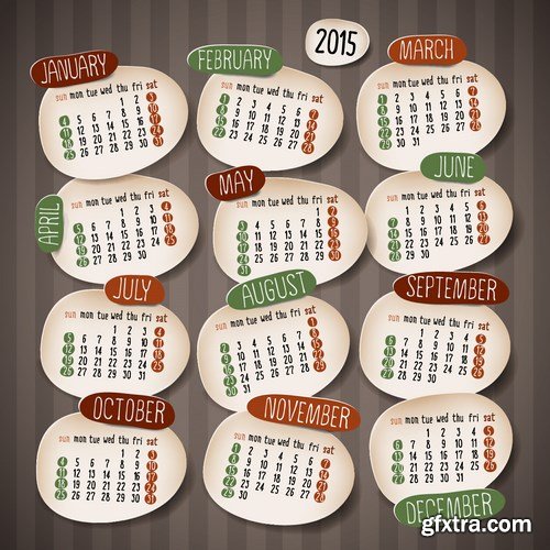 Calendar 2015 #2 - Vector Collection, 25xEPS