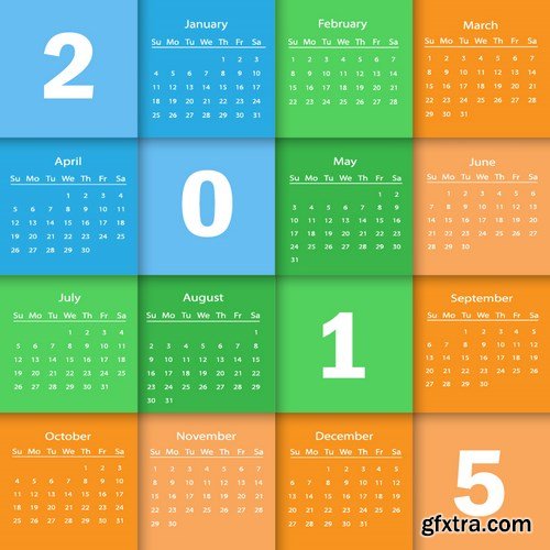 Calendar 2015 #2 - Vector Collection, 25xEPS
