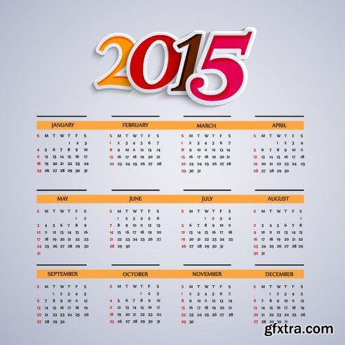 Calendar 2015 #2 - Vector Collection, 25xEPS