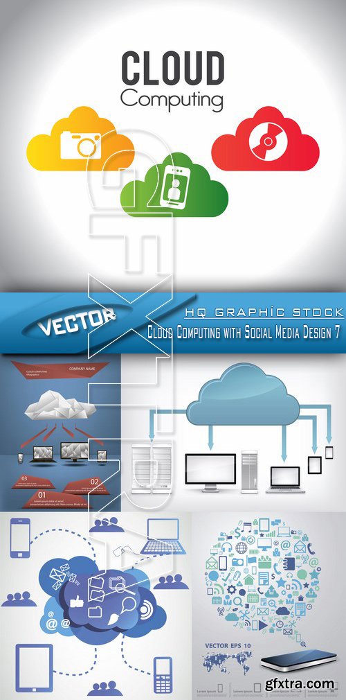 Stock Vector - Cloud Computing with Social Media Design 7