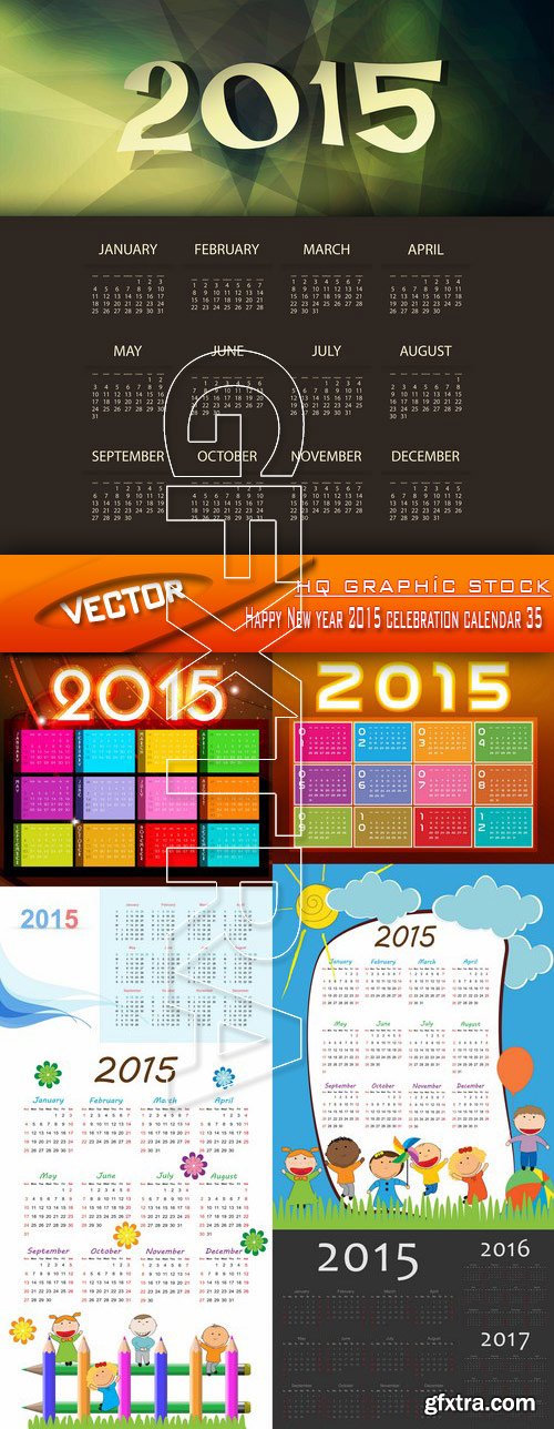 Stock Vector - Happy New year 2015 celebration calendar 35