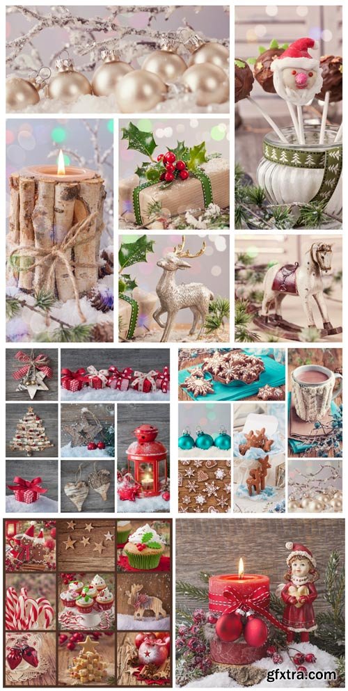 Christmas and New Year, winter collage - stock photos Christmas and New Year, winter collage - stock photos