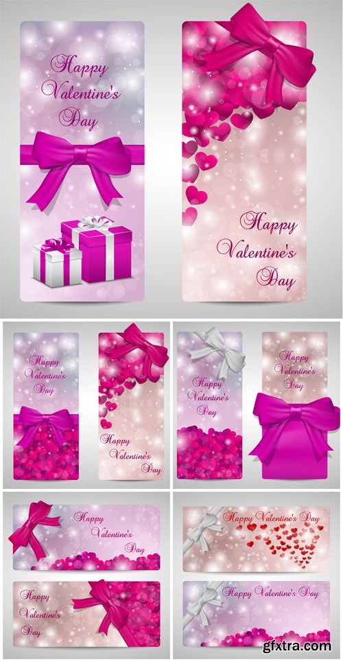 Valentine's Day vector hearts, gifts and ribbons Valentine's Day vector hearts, gifts and ribbons