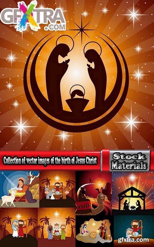Collection of vector images of the birth of Jesus Christ 25 Eps