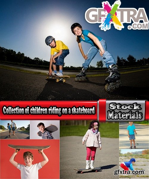 Collection of children riding on a skateboard 25 Eps