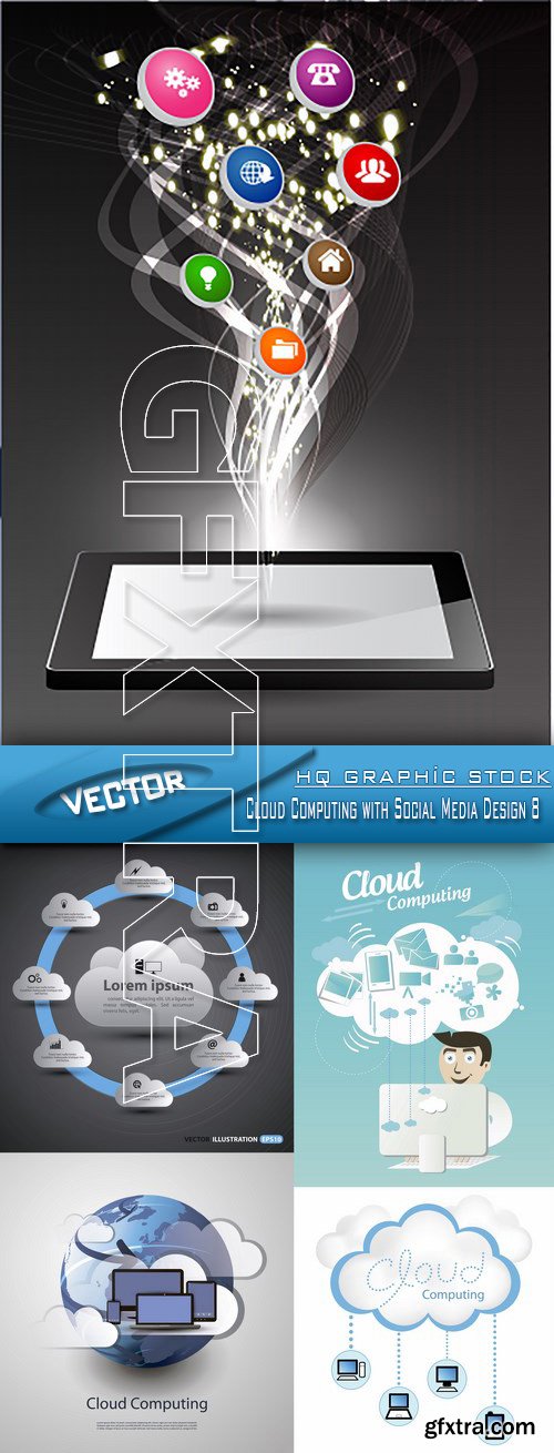 Stock Vector - Cloud Computing with Social Media Design 8