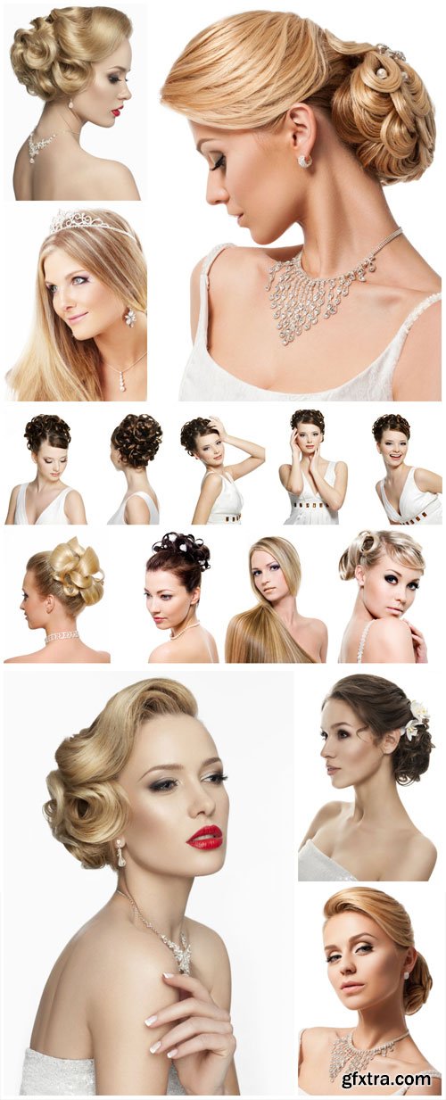 Bride, beautiful wedding hairstyle - Stock Photo Bride, beautiful wedding hairstyle - Stock Photo