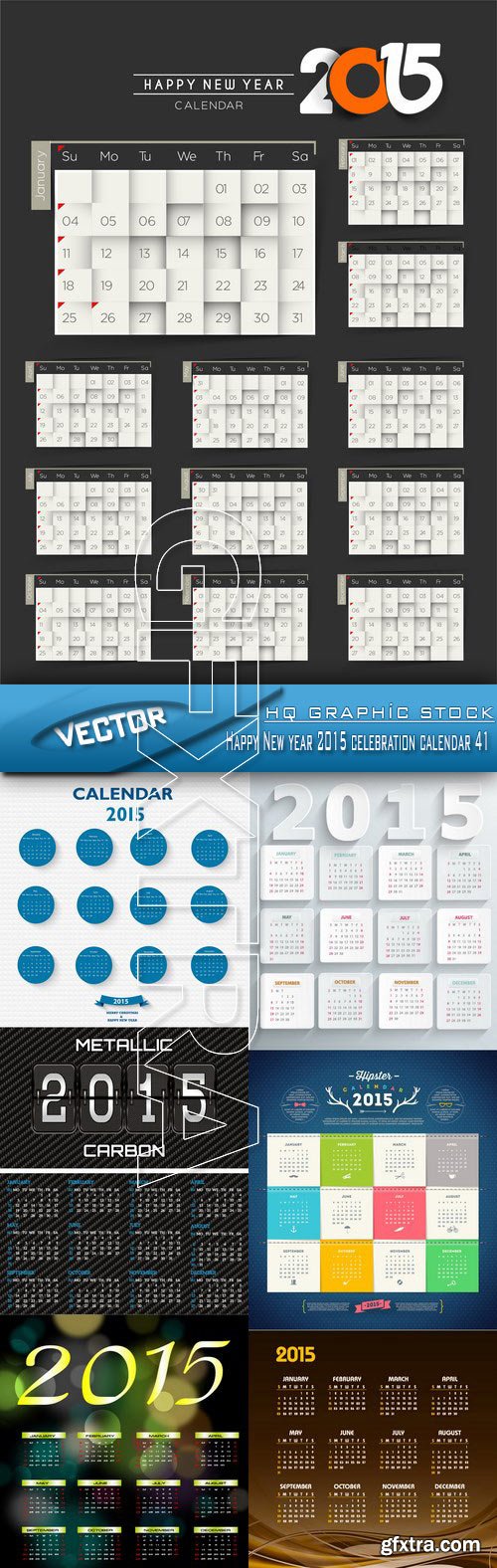 Stock Vector - Happy New year 2015 celebration calendar 41