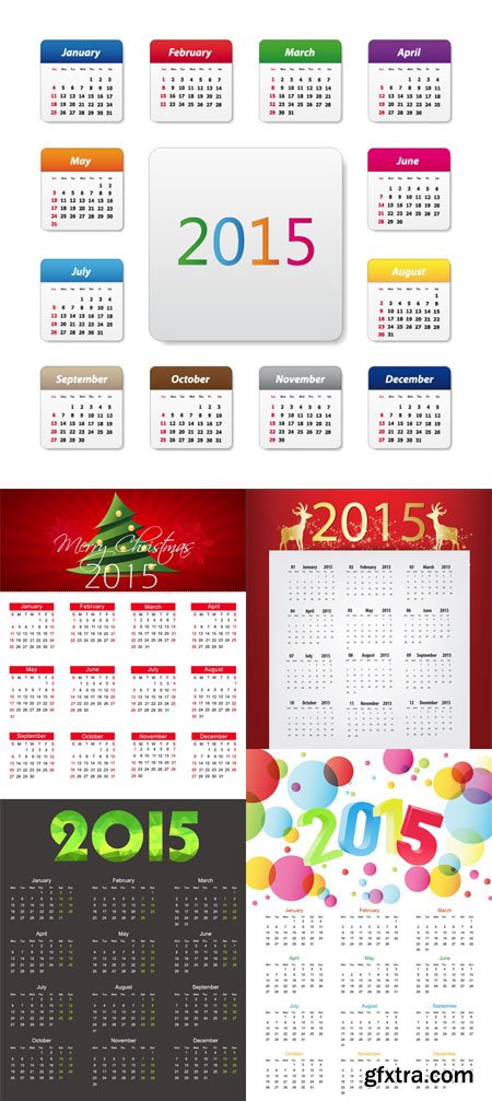 2015 Colorful Calendar Design Illustration Vector 2015 Colorful Calendar Design Illustration Vector