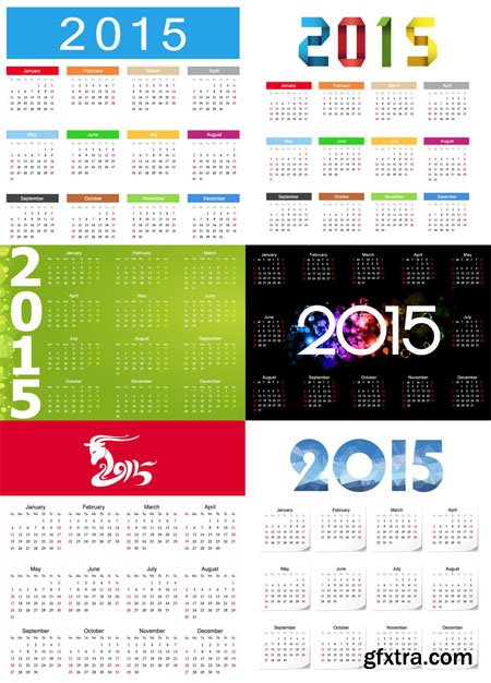 Colorful 2015 Happy New Year Calendar Vector Illustration Colorful 2015 Happy New Year Calendar Vector Illustration