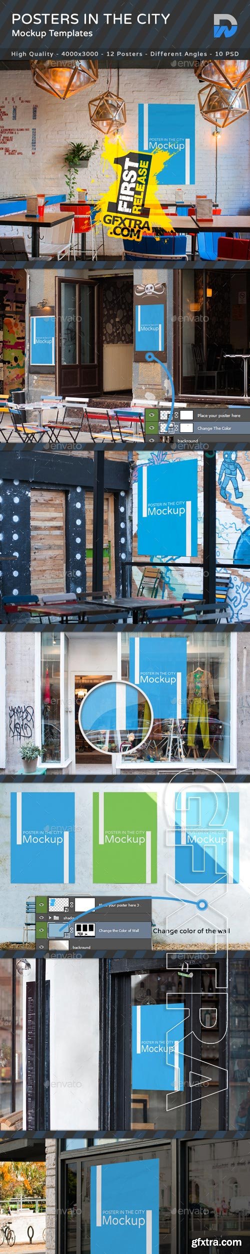 Graphicriver - Posters in the City Mock-ups 9859083