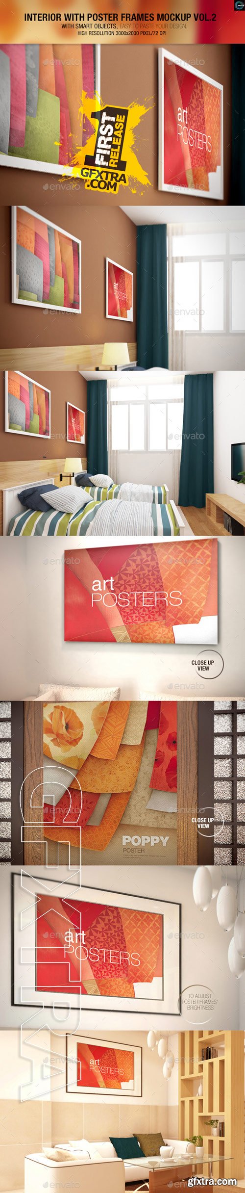 Graphicriver - Interior With Poster Frames Mock-up Vol.2 9854757