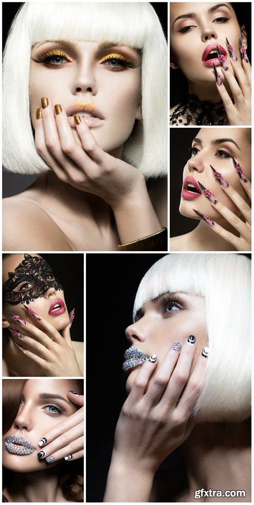 Glamorous women, trendy manicure - stock photos Glamorous women, trendy manicure - stock photos