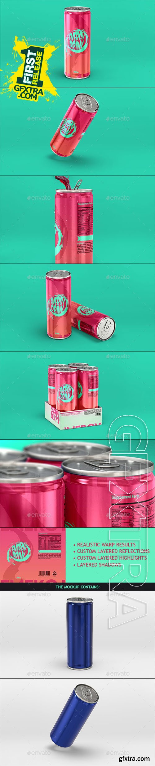 Graphicriver - Energy Drink Soda Can Mockup 9917417