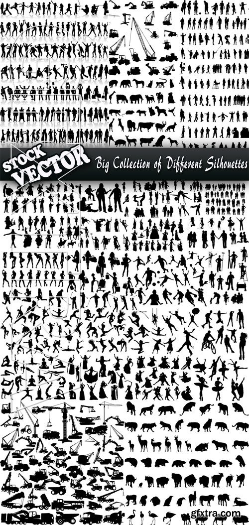 Stock Vector - Big Collection of Different Silhouettes