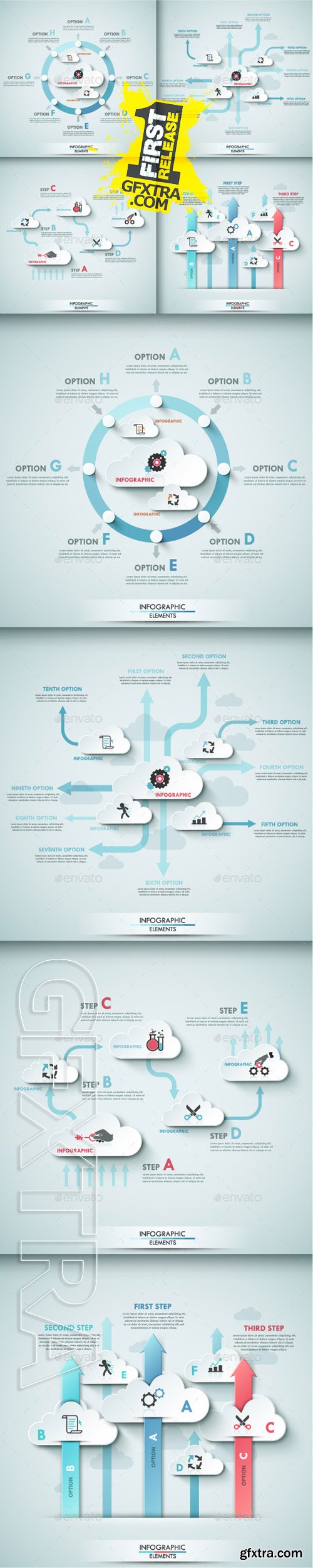 Graphicriver - Set of 4 Infographic Templates With Clouds 9789686