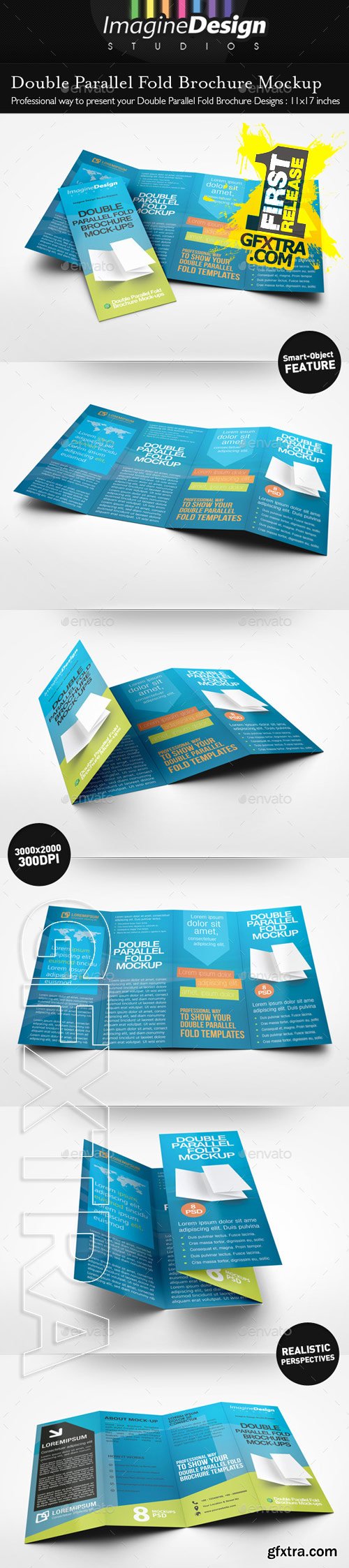 Graphicriver - Double Parallel Fold Brochure Mockup 9942412