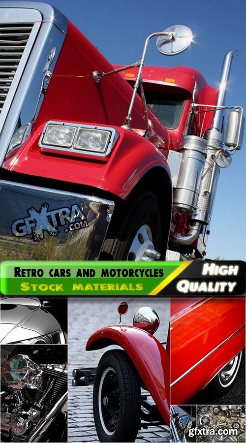 Set of retro cars and motorcycles Stock images - 25 HQ Jpg