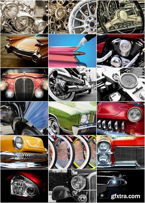 Set of retro cars and motorcycles Stock images - 25 HQ Jpg