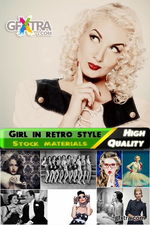 Beautiful girl in retro style Stock images - 25 HQ Jpg