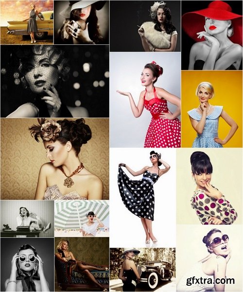 Beautiful girl in retro style Stock images - 25 HQ Jpg