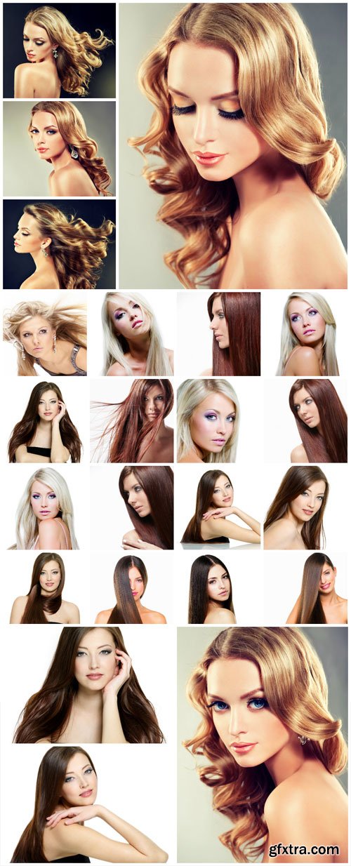 Fashionable girls, beautiful hairstyles, makeup - stock photos Fashionable girls, beautiful hairstyles, makeup - stock photos