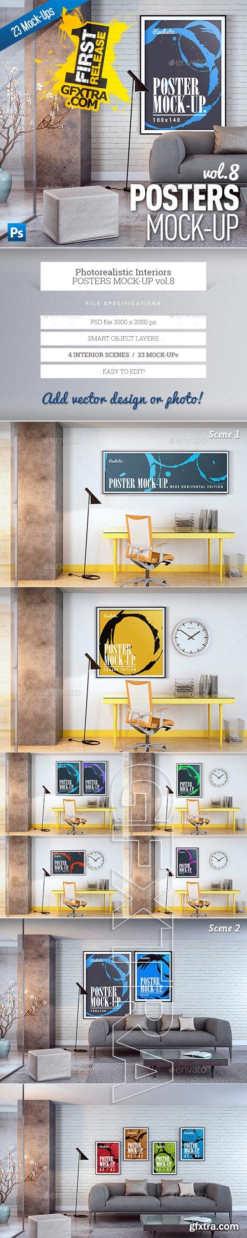 Graphicriver - Posters Mock-Up vol.8 9914894