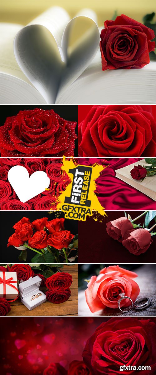 Stock Photo Bouquet of red roses, St Valentine\'s concept