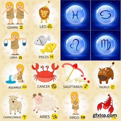 Collection of images of the zodiac vector images 25 Eps