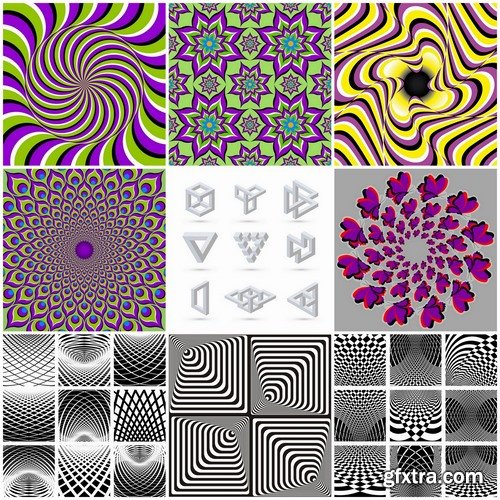 Backgrounds & Elements with Optical Illusion II, 25xEPS