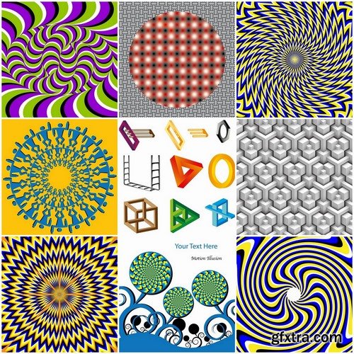 Backgrounds & Elements with Optical Illusion II, 25xEPS