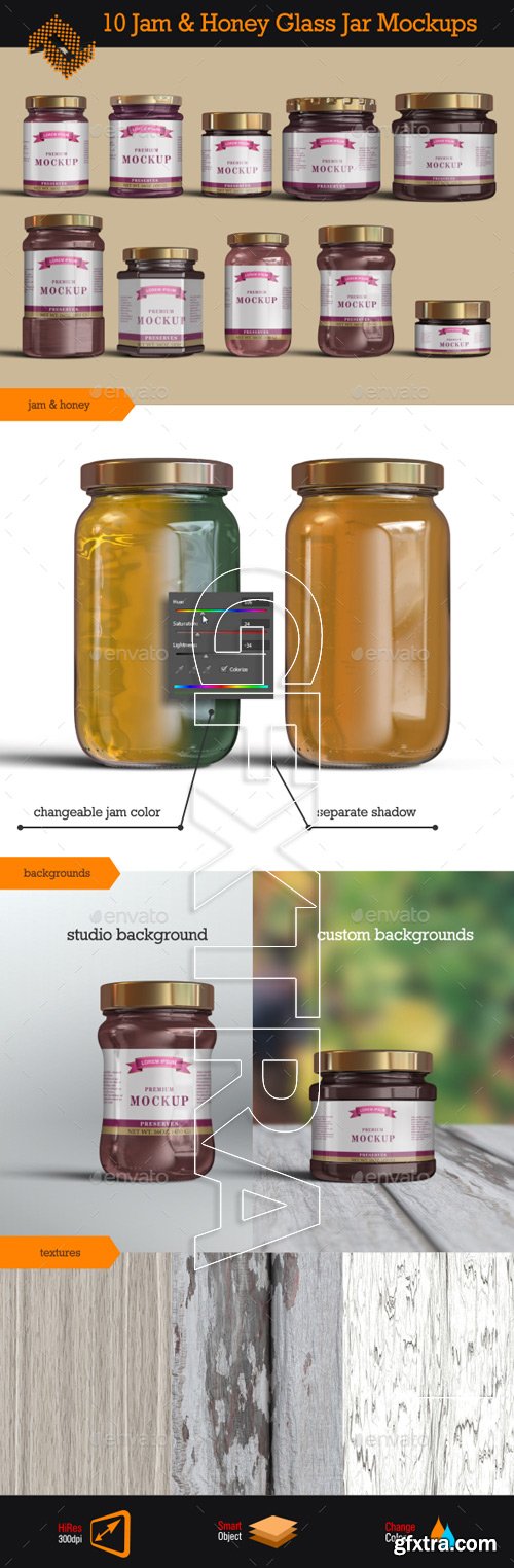 Graphicriver - 10 Jelly / Jam / Honey Jars Mockup 9879151