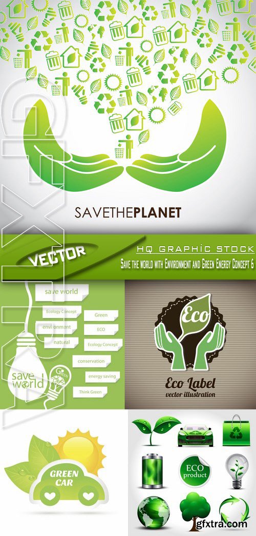 Stock Vector - Save the world with Environment and Green Energy Concept 6