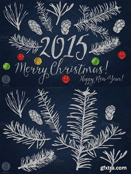 Christmas silver clip art, fir, cone - CM 124067 Christmas silver clip art, fir, cone - CM 124067