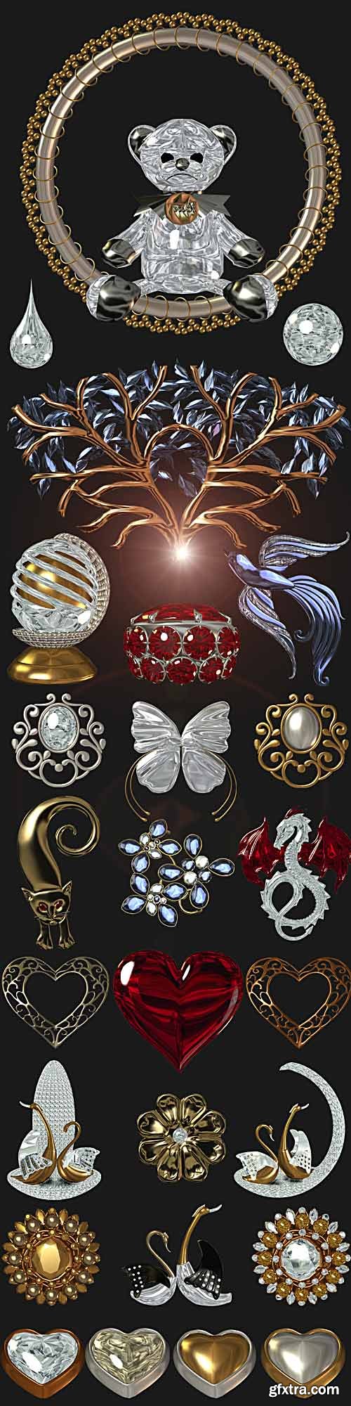 Precious ornament and 3D clipart on a transparent background Precious ornament and 3D clipart on a transparent background