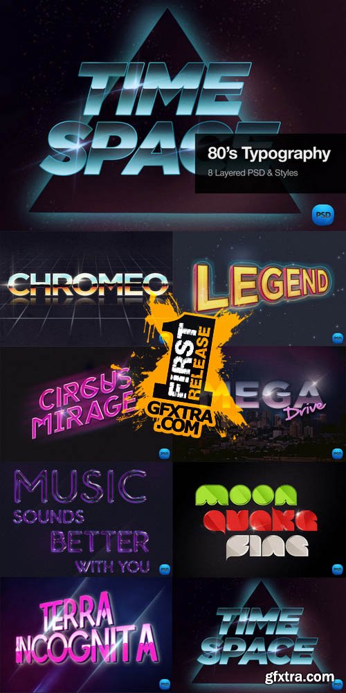 80\'s Typography Text Effects - CM 79756