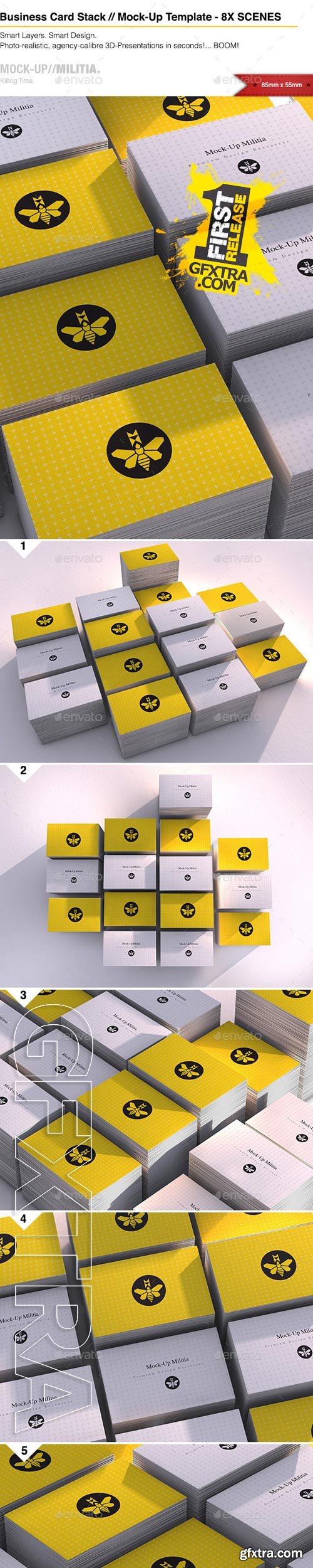 Graphicriver - Business Card Stacks | Mock-Up | 85mm x 55mm 9779587