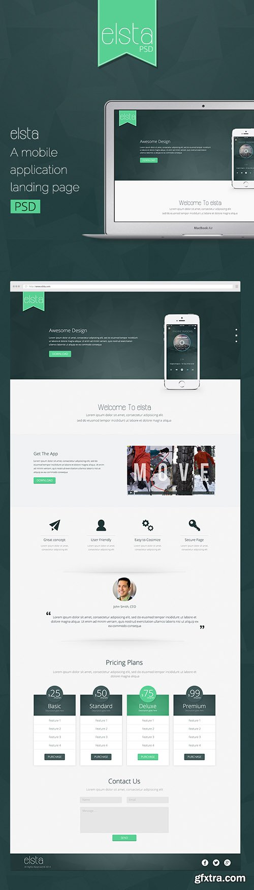 PSD Web Template - Elsta - Mobile Application Landing Page PSD Web Template - Elsta - Mobile Application Landing Page