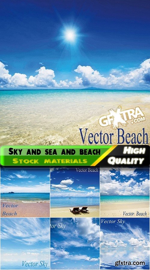 Sky and sea and beach of realistic vector work - 25 Eps