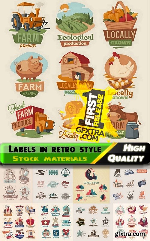 Labels and logos for business in retro style - 25 Eps