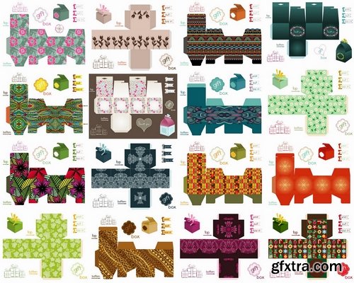 Collection of gift boxes for cut vector image #3-25 Eps