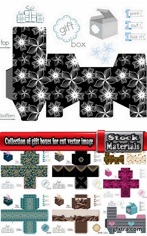 Collection of gift boxes for cut vector image #3-25 Eps