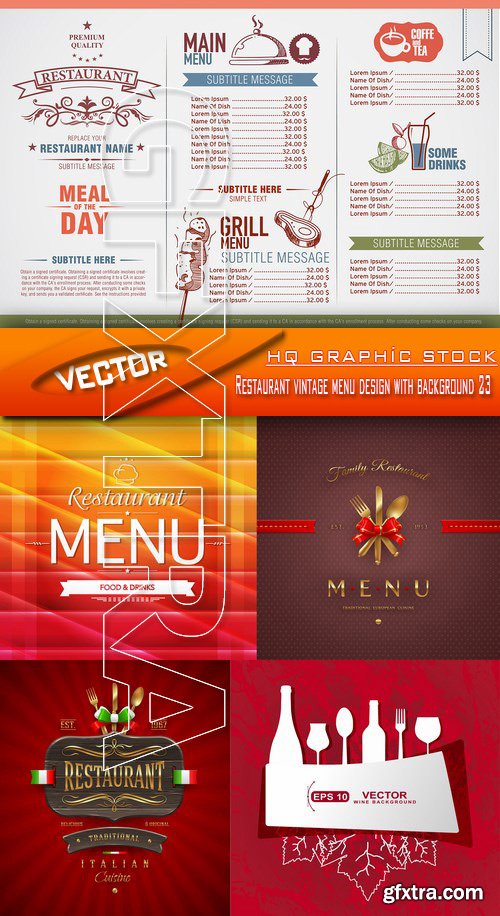 Stock Vector - Restaurant vintage menu design with background 23