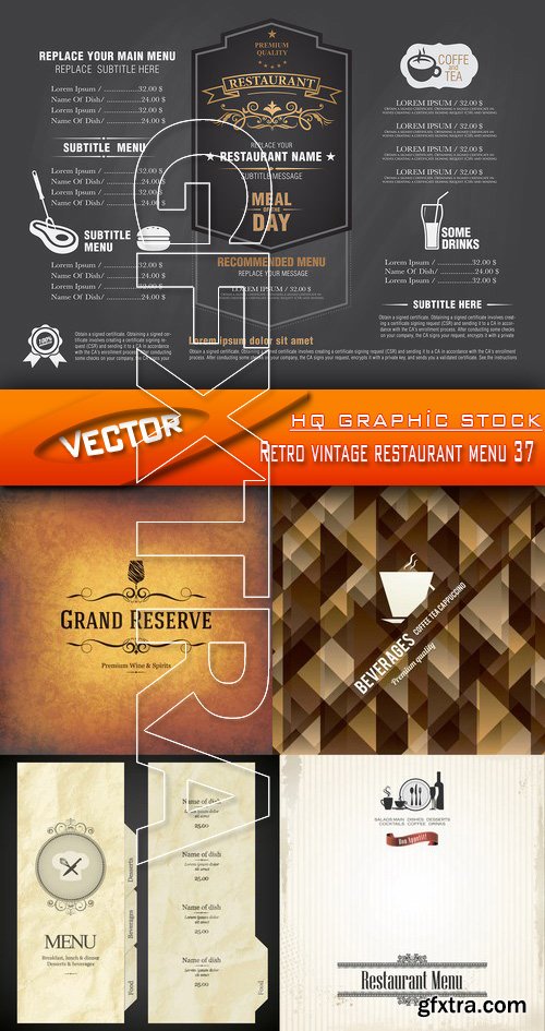Stock Vector - Retro vintage restaurant menu 37