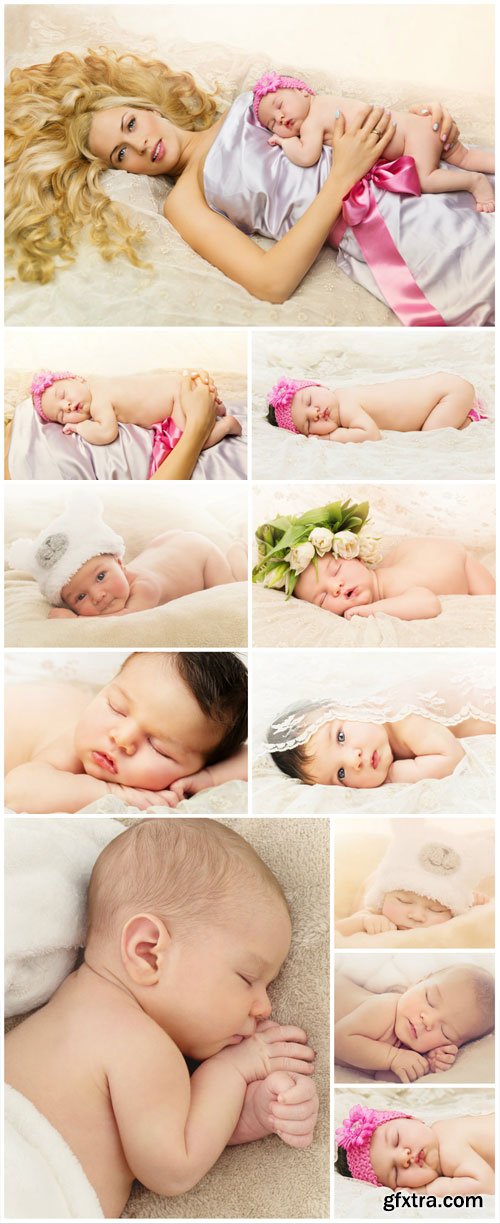 Little children, woman with a child - stock photos Little children, woman with a child - stock photos