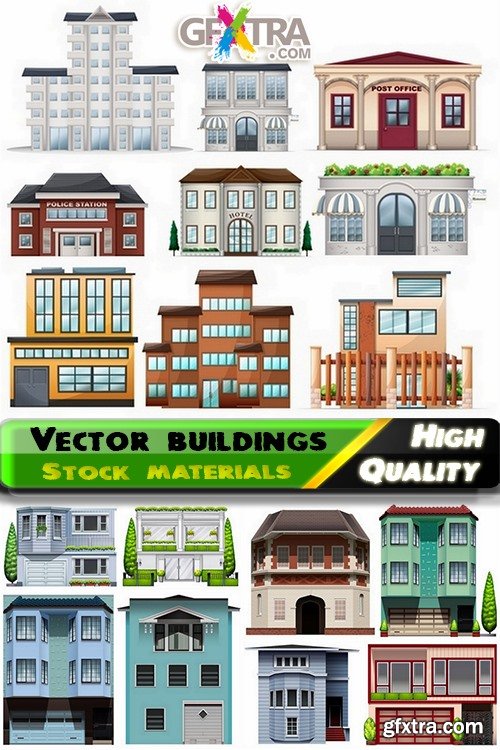 Different buildings and exteriors design in vector from stock - 25 Eps