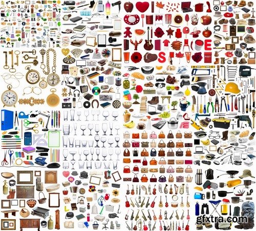 Big set of different objects isolated on white - 25 HQ Jpg
