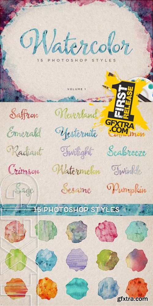 Watercolor Photoshop Styles Volume 1 - CM 154031